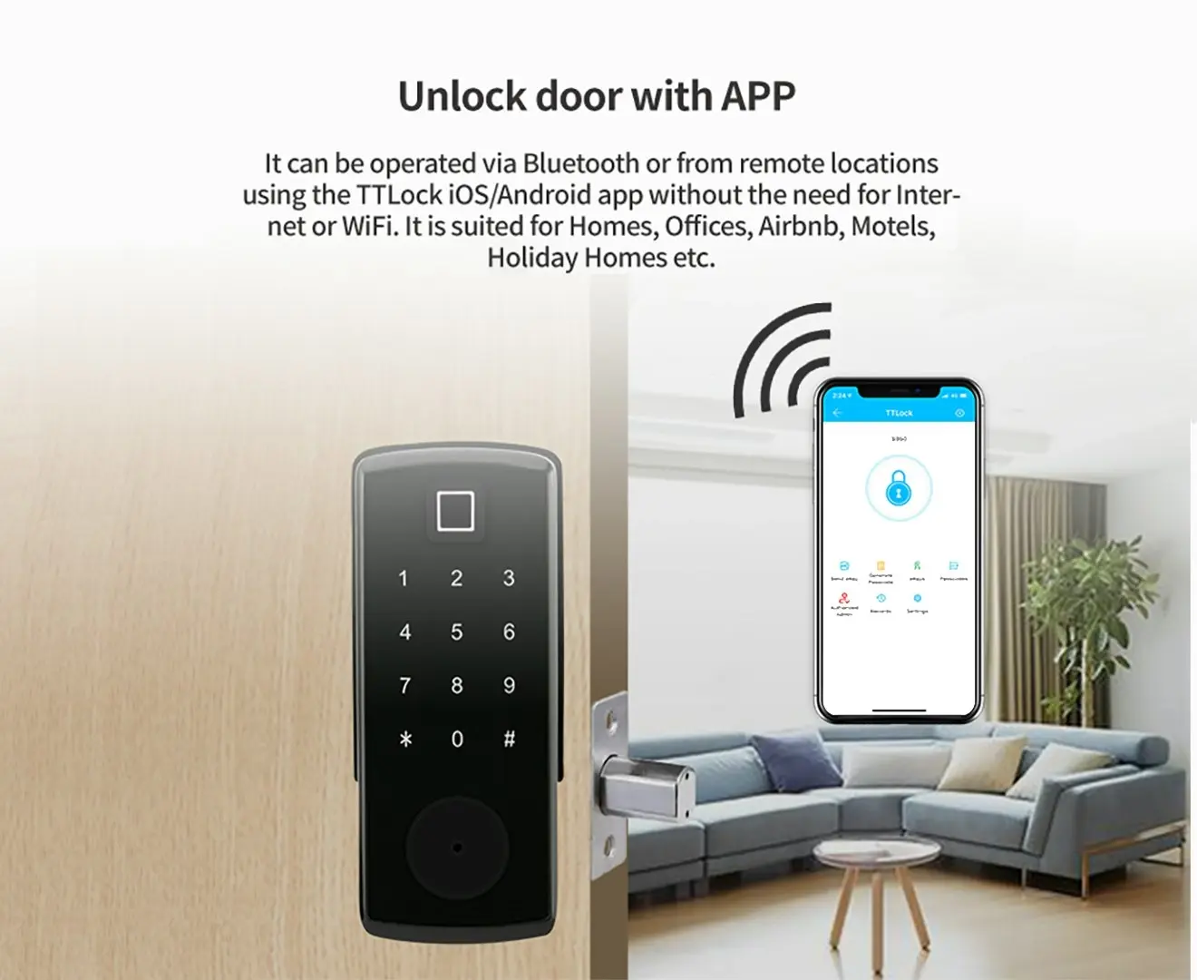 SEKURIT Fingerprint Smart Door Lock with APP CONTROL and Code Entry