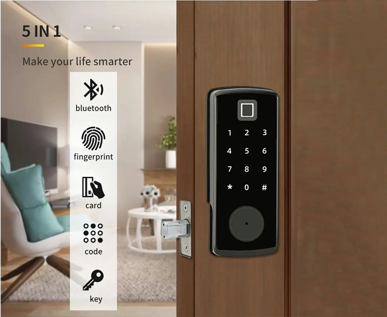 SEKURIT Fingerprint Smart Door Lock with APP CONTROL and Code Entry