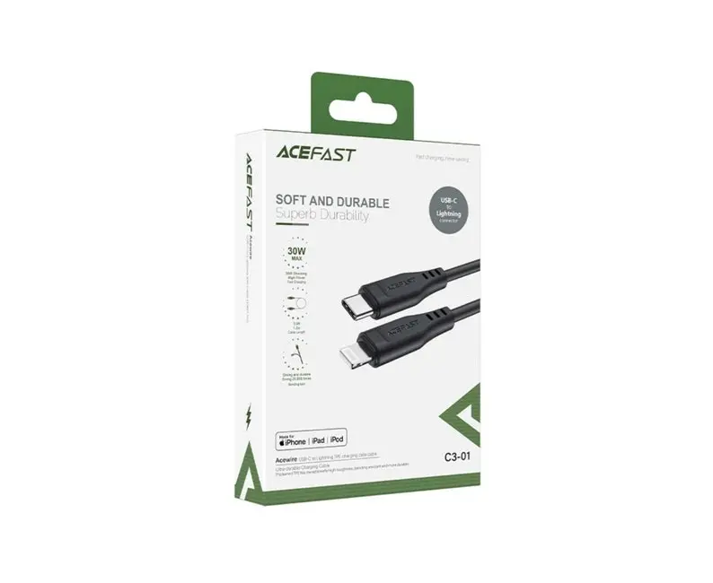 ACEFAST MFi Black Charging Data Cable C3-01 USB-C to Lightning