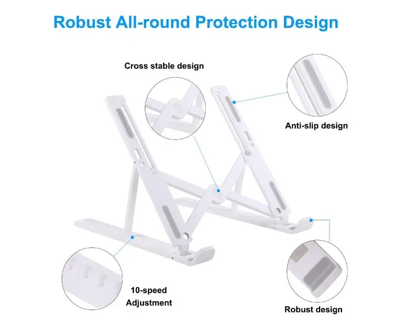 Folding Stand for Laptops, Tablets, Smart Phones WHITE