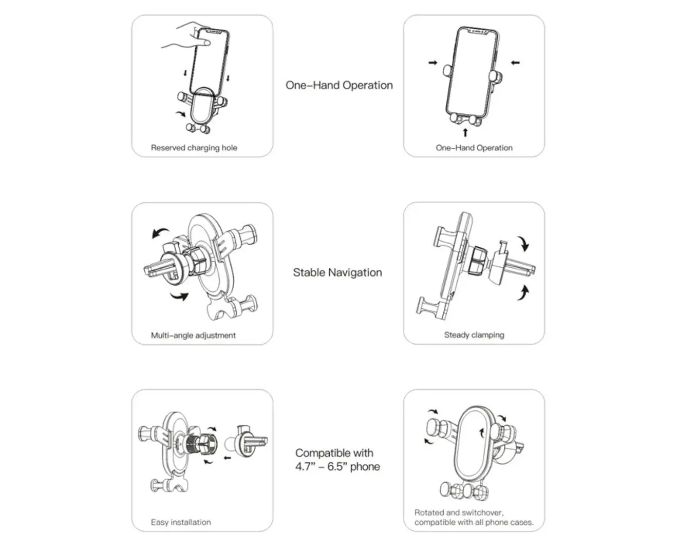 USP Universal Gravity Car Mount Phone Holder