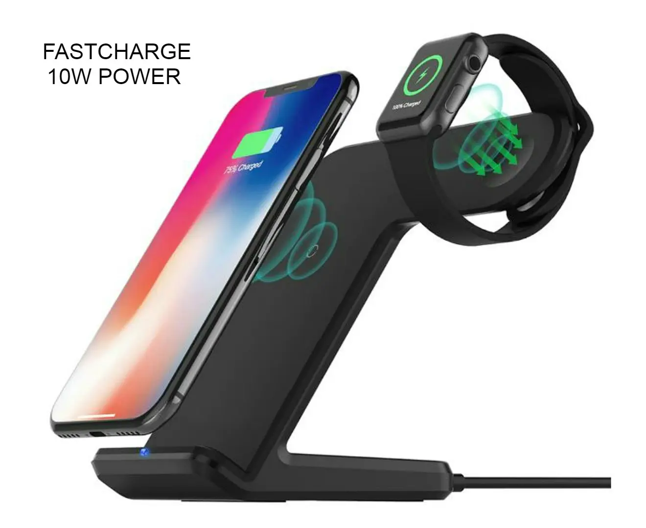 10W 2-in-1 Dual Wireless Charging Dock Made for Apple (including Apple Watch) Black