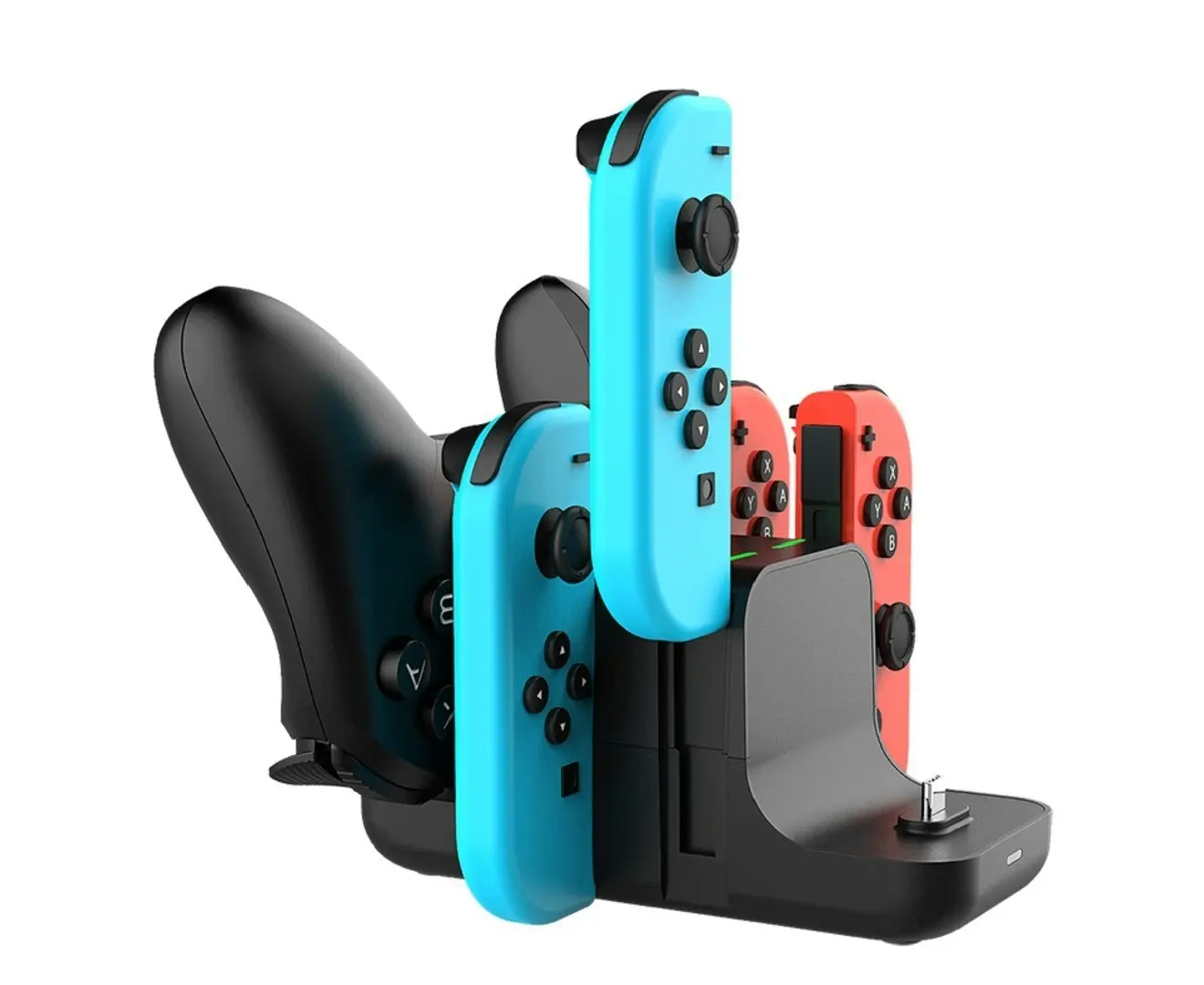 6-in-1 Nintendo Switch Multi Charging Dock Station for Joy-Con, Pro Controller & Console, Black