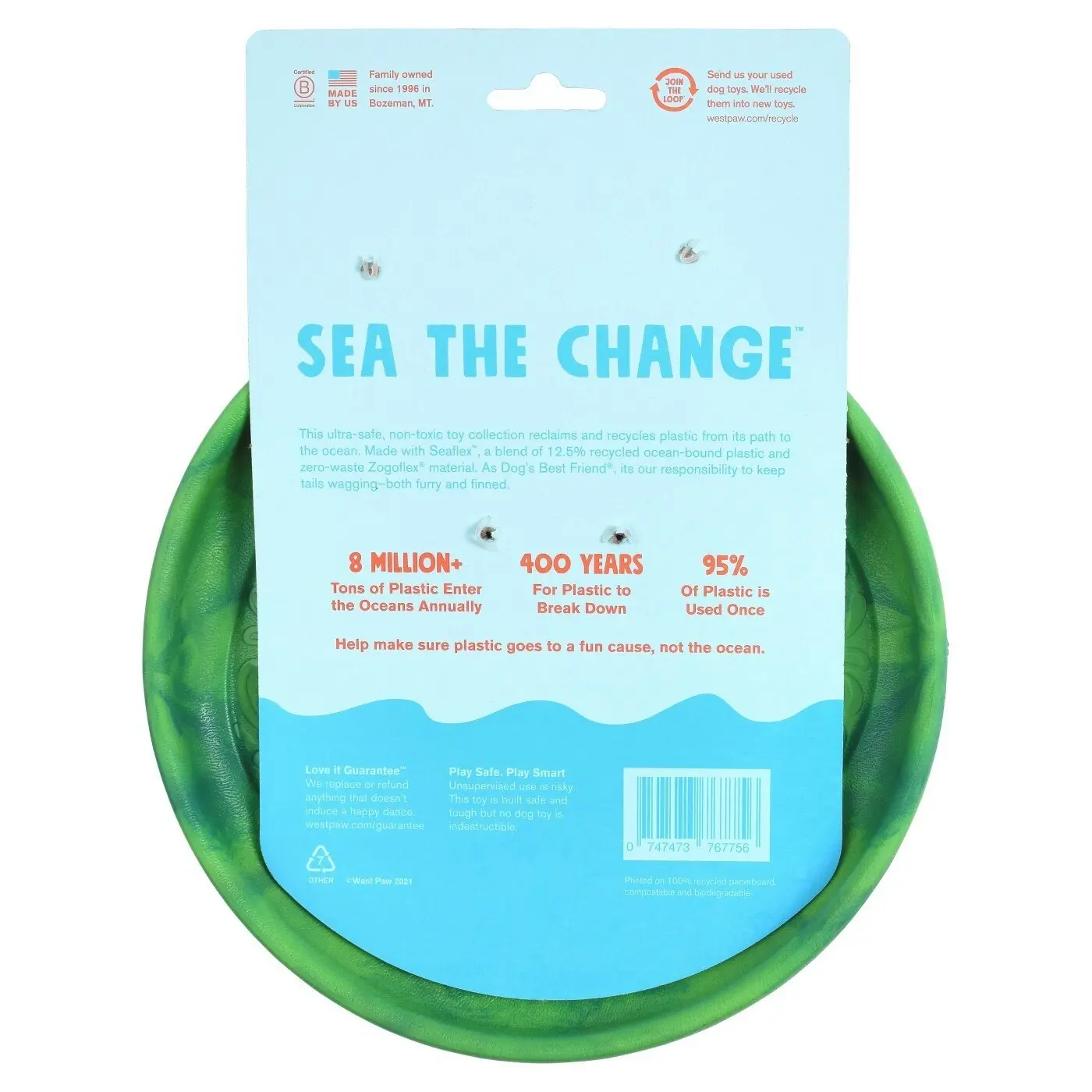 West Paw Seaflex Recycled Plastic Flyer Dog Toy - Sailz