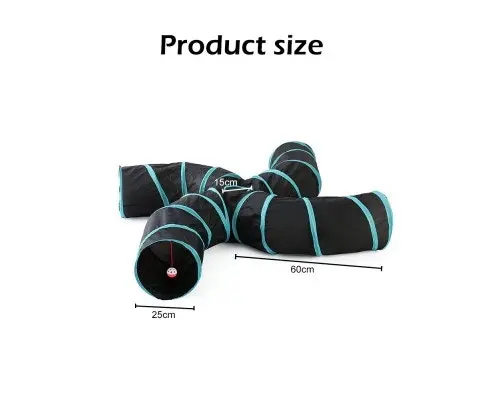 Pet Cat Kitten Puppy 4-Way Foldable Exercise Play Tunnel