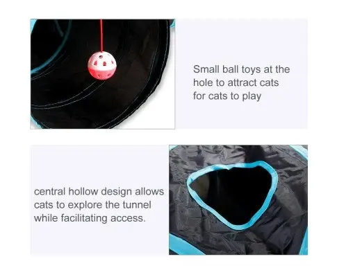 Pet Cat Kitten Puppy 4-Way Foldable Exercise Play Tunnel