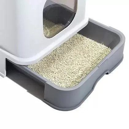 Cat Litter Box Fully Enclosed Kitty Toilet Trapping Sifting Odour Control Basin