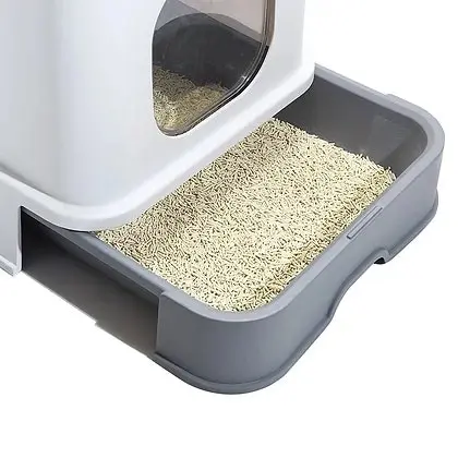 Cat Litter Box Fully Enclosed Kitty Toilet Trapping Sifting Odour Control Basin