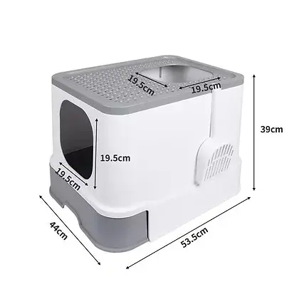 Cat Litter Box Fully Enclosed Kitty Toilet Trapping Sifting Odour Control Basin