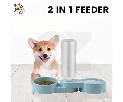 Automatic Pet Feeder Drinking Bowl Water Dispenser 2 in 1 for Dog Cat 750ml 250g