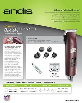 Andis  Clipper  UltraEdge Brushless  AGCB  Super 2-Speed