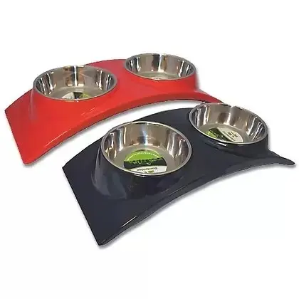 Curved Double Diner Dog Bowls