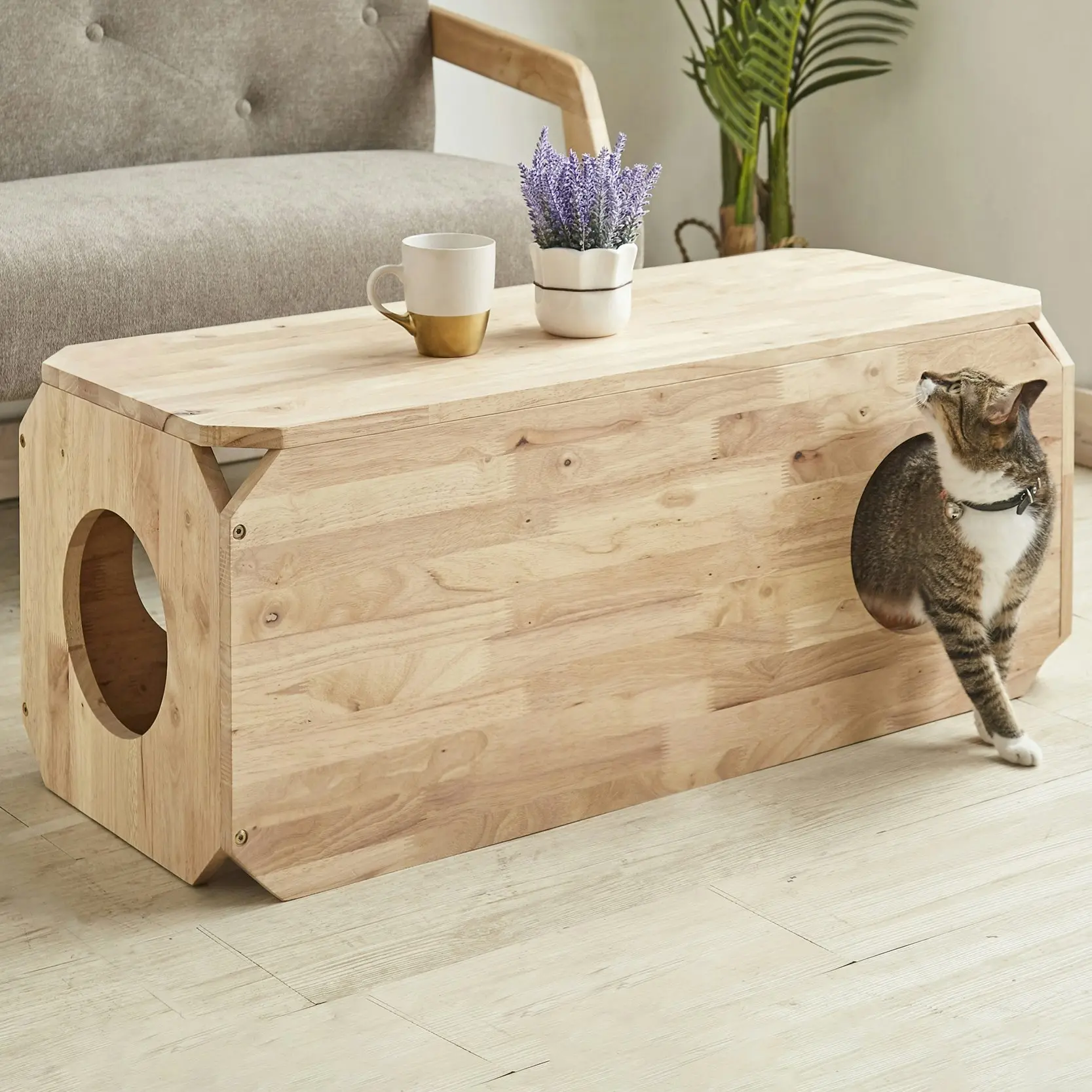 Cheska Wooden Cat Bench