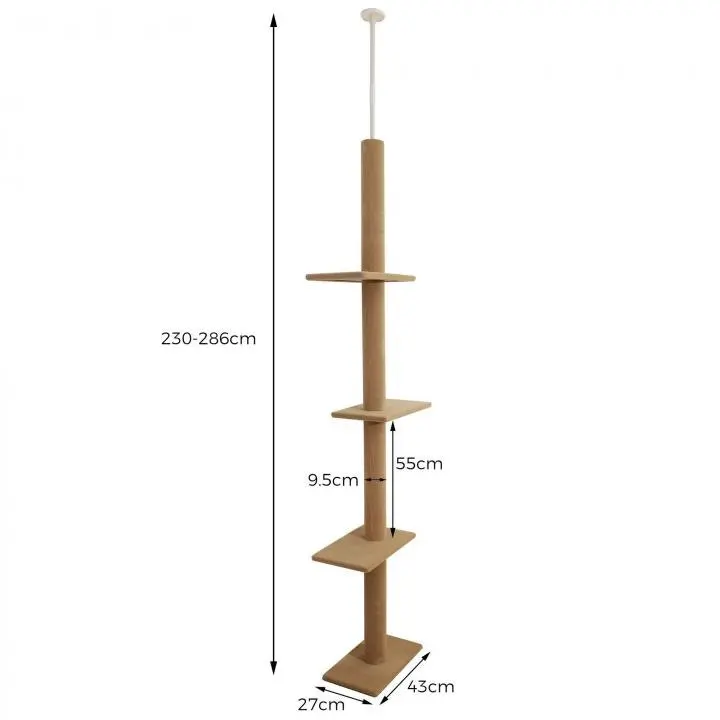 Ceiling to Floor 228cm Cat Scratching Tree