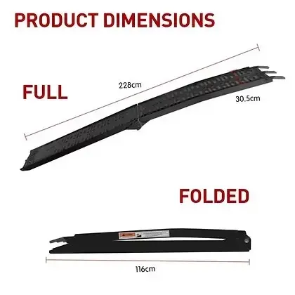 Heavy Duty Deluxe Folding Powdercoated Black Aluminium Ramps