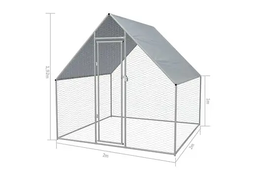 Outdoor Chicken Cage Galvanised Steel - 2m x 2m x 1.92 m