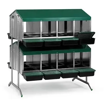 Deluxe Steel Battery Rollaway Nesting Box - 12 Compartments Double Sided