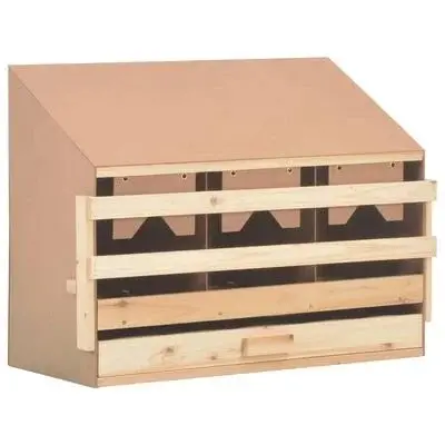 Wooden Timber Chicken Poultry Nesting Box - 3 Compartments