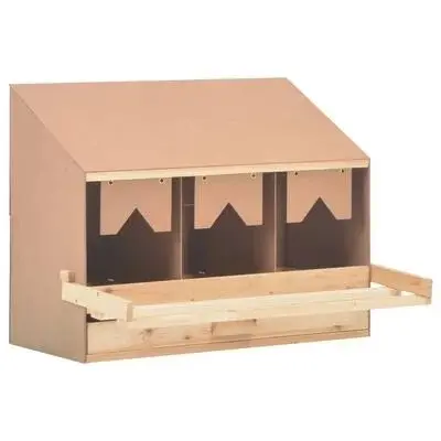 Wooden Timber Chicken Poultry Nesting Box - 3 Compartments