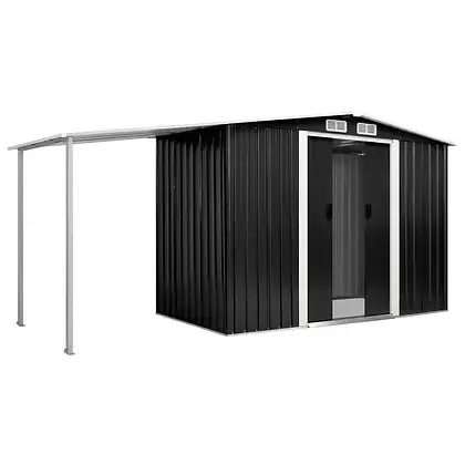 Steel Garden Shed with Sliding Doors - 386 x 131 x 178 cm