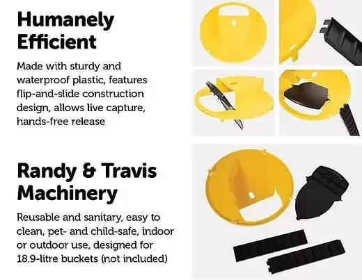 2x Flip N Slide Bucket Lid Mouse Rat Trap Automatic Mouse Trap With Ladder