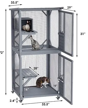 Pet Cat Shelter Condo with Escape Door Wooden Kitten Cage House