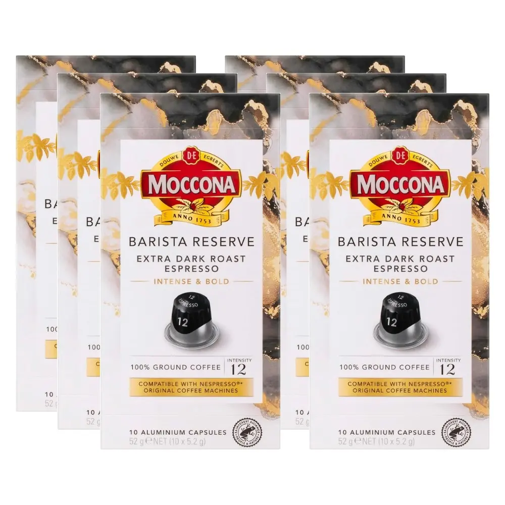 Moccona Barista Reserve Extra Dark Roast Espresso Intensity 12 Coffee Pods Nespresso Compatible Capsules 60 pack