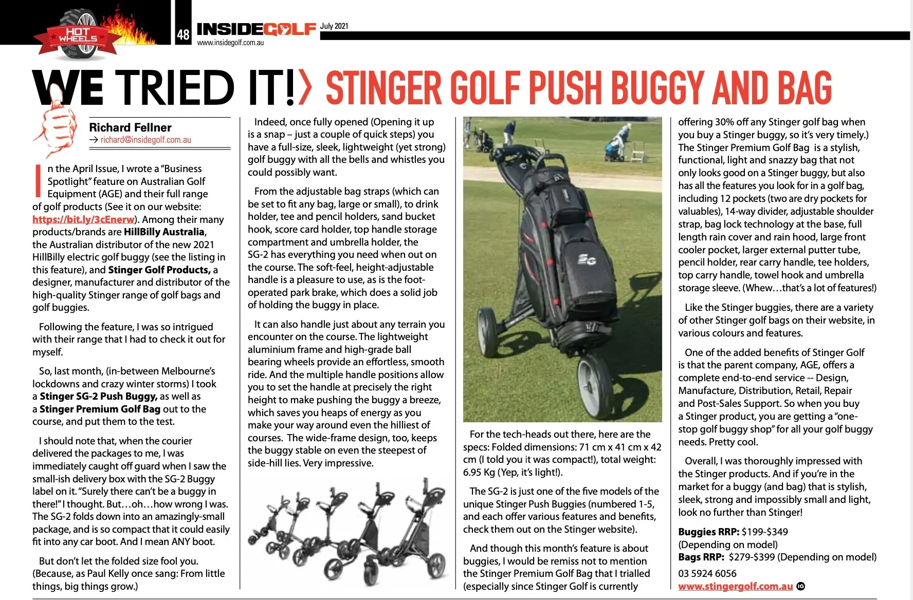 Stinger SG-2 Golf Push Buggy