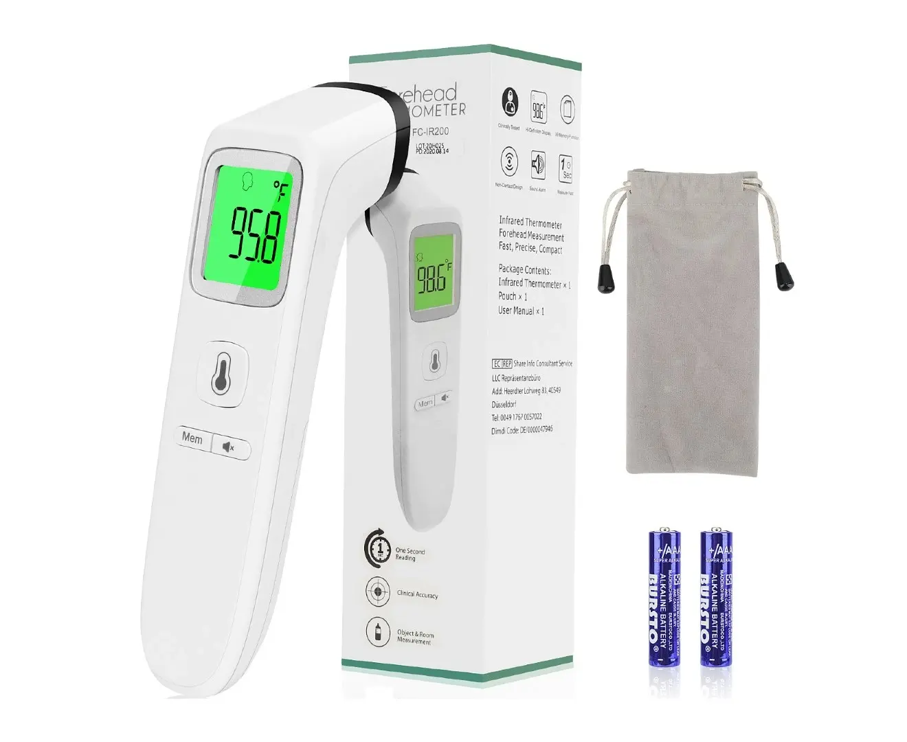 ACCURA Forehead Infrared Non-Contact Thermometer for Adults/Babies/Workplaces