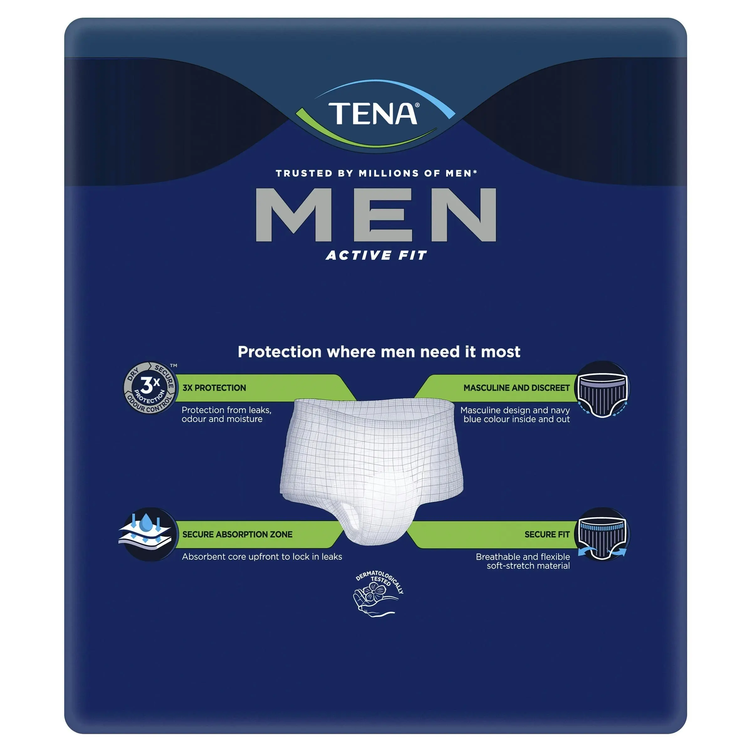 TENA Men Pant Active Fit Plus Navy Medium 9 Pack