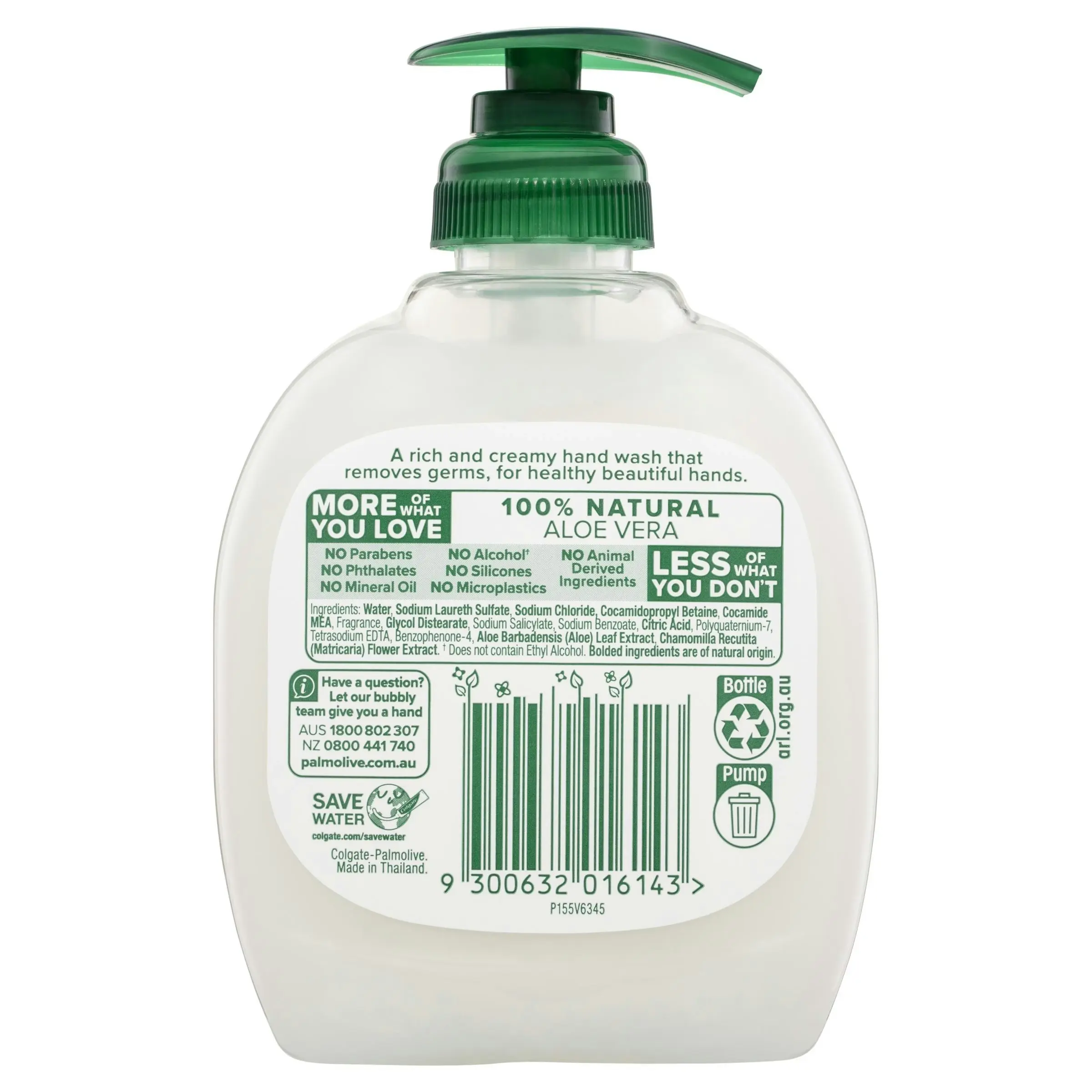 Palmolive Antibacterial Odour Neutralising Liquid Hand Wash Aloe Pump 250mL