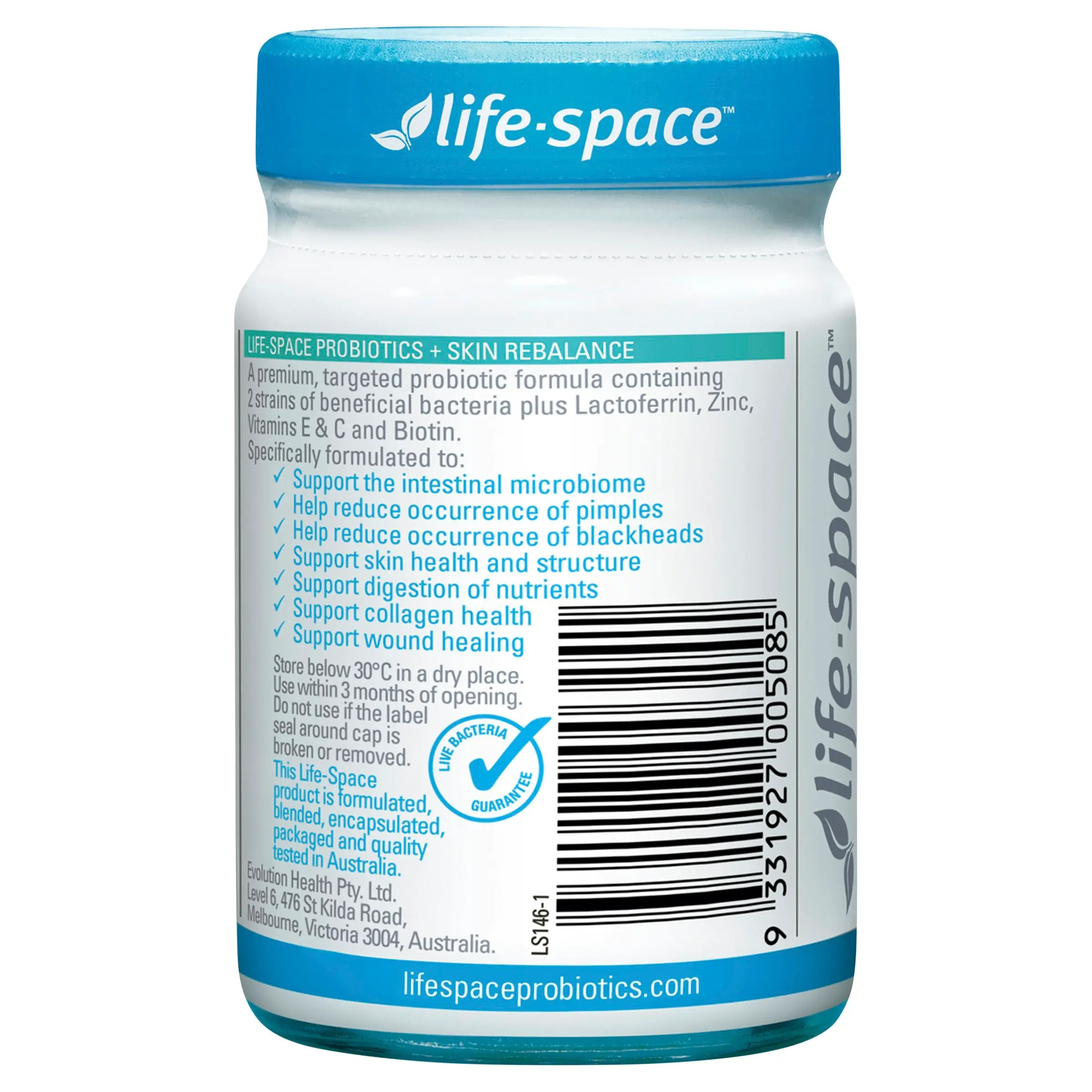 Life-Space Probiotic + Skin Rebalance 30 Caps