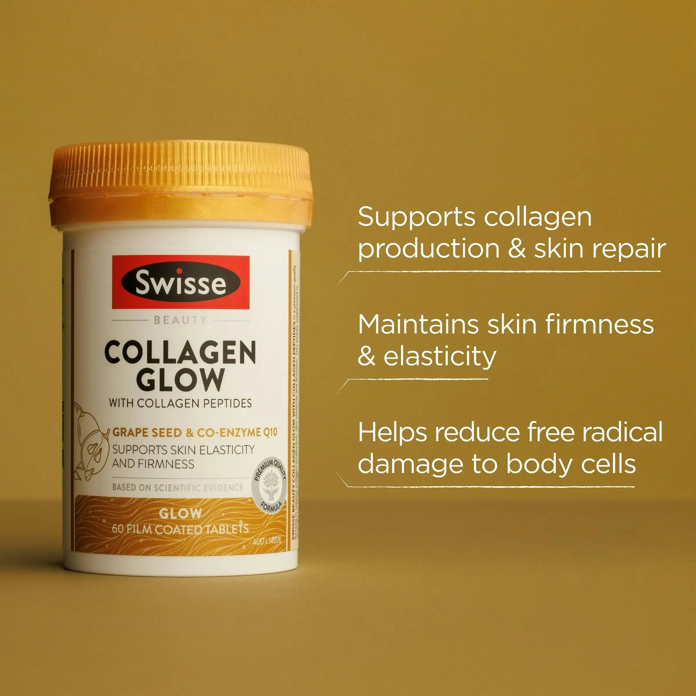 Swisse Beauty Collagen Glow with Collagen Peptides 60 Tablets