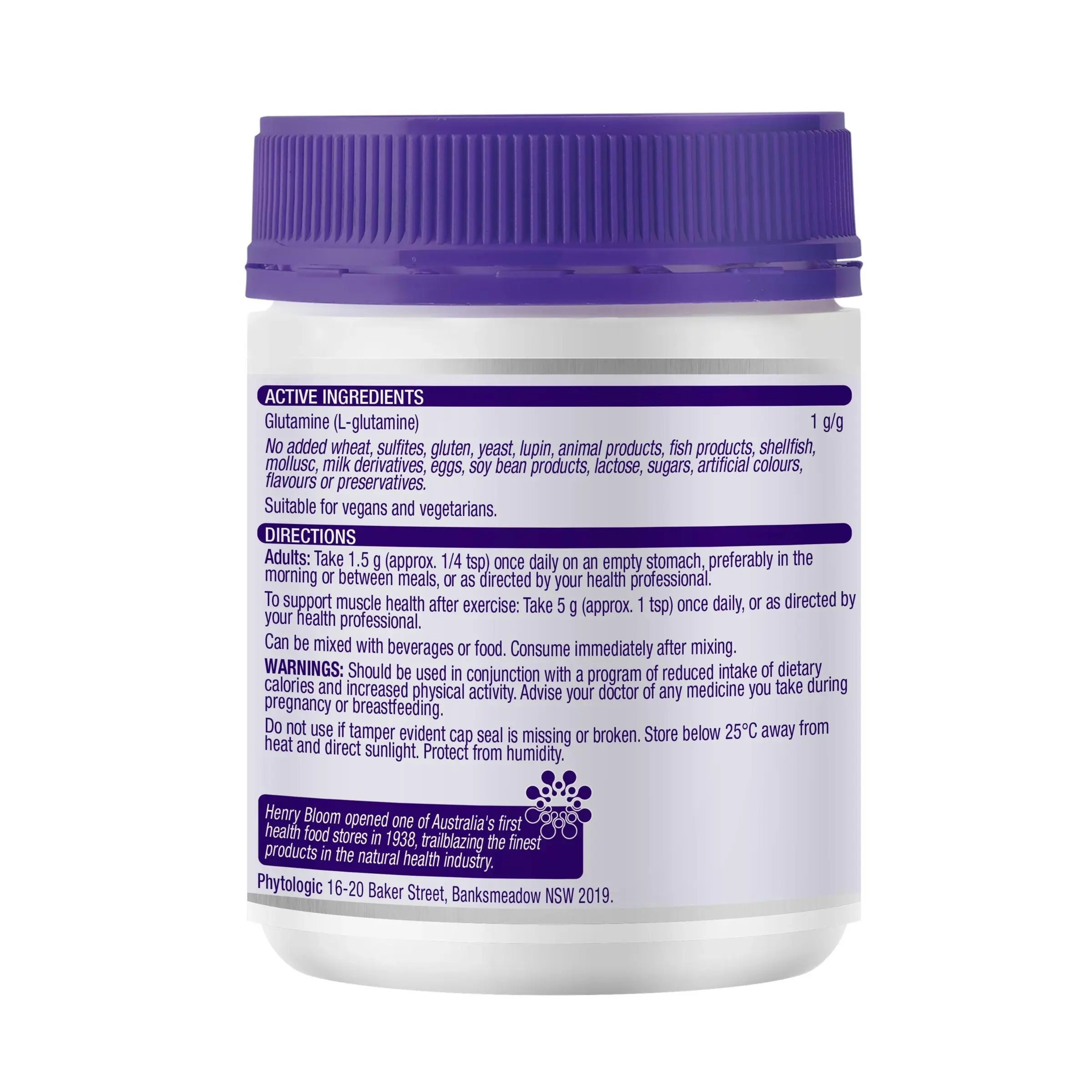 Henry Blooms L-Glutamine 300G Powder