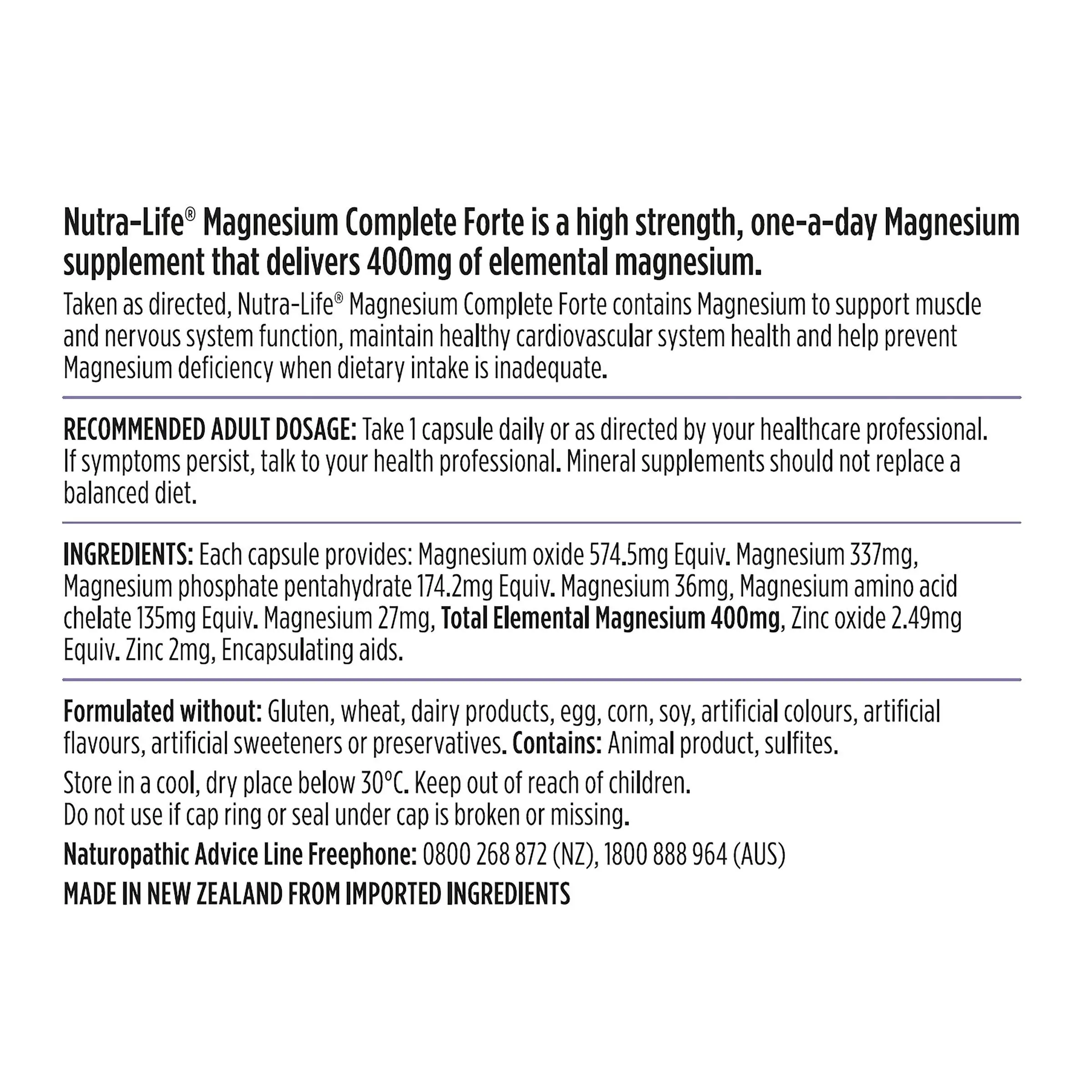 Nutra-Life Magnesium Complete Forte 200 Capsules