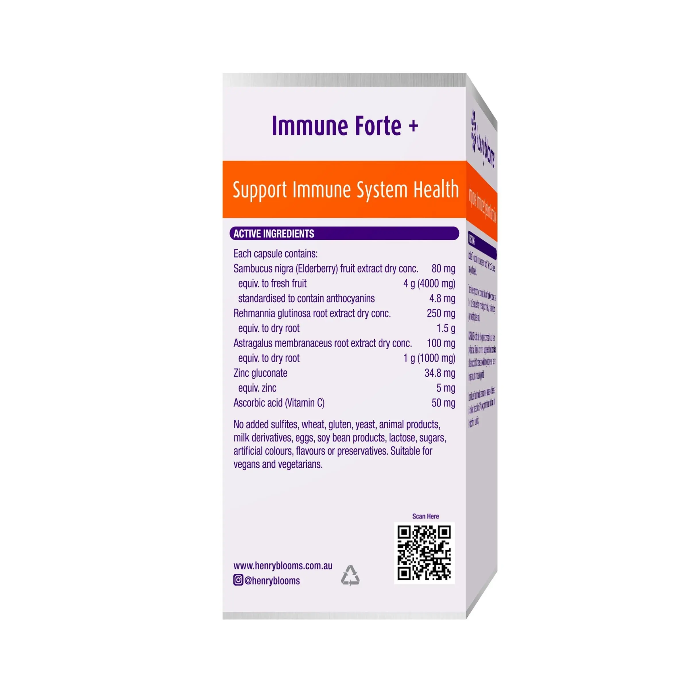 Henry Blooms Immune Forte 60 Vegetarian Capsules