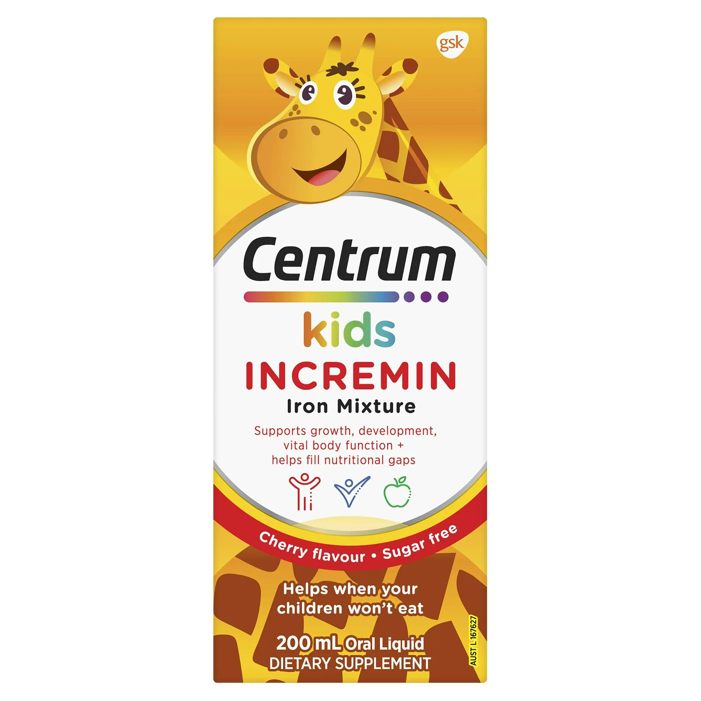 Centrum Kids Incremin Iron Mixture Oral Liquid Cherry 200mL