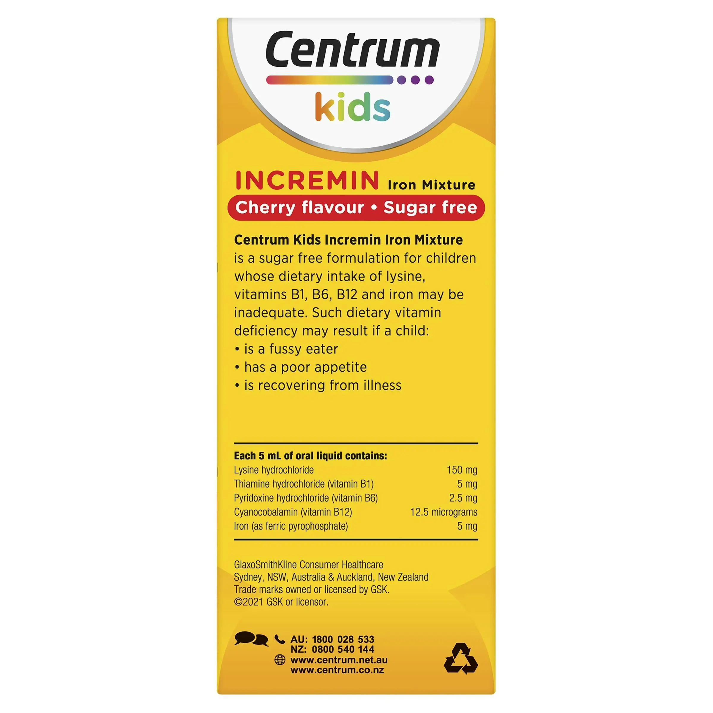 Centrum Kids Incremin Iron Mixture Oral Liquid Cherry 200mL