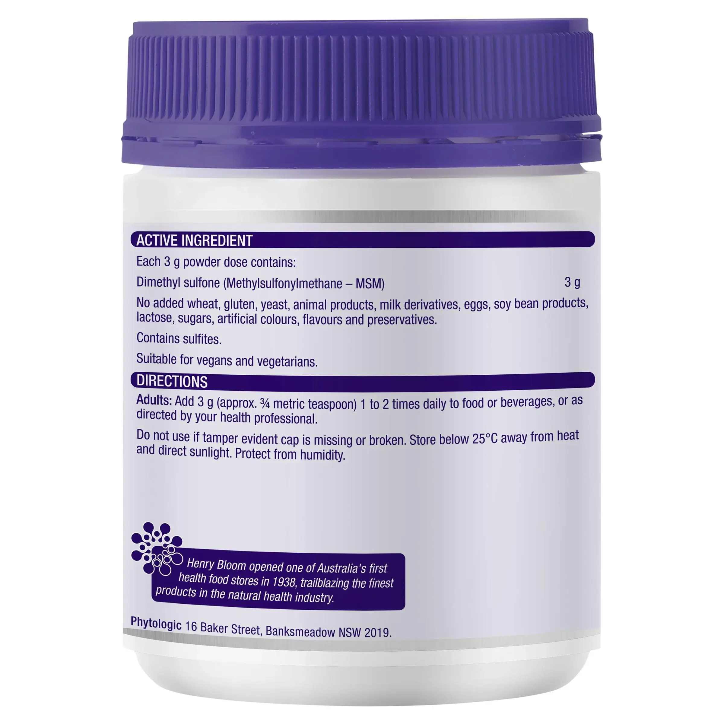 Henry Blooms Msm Powder 300g