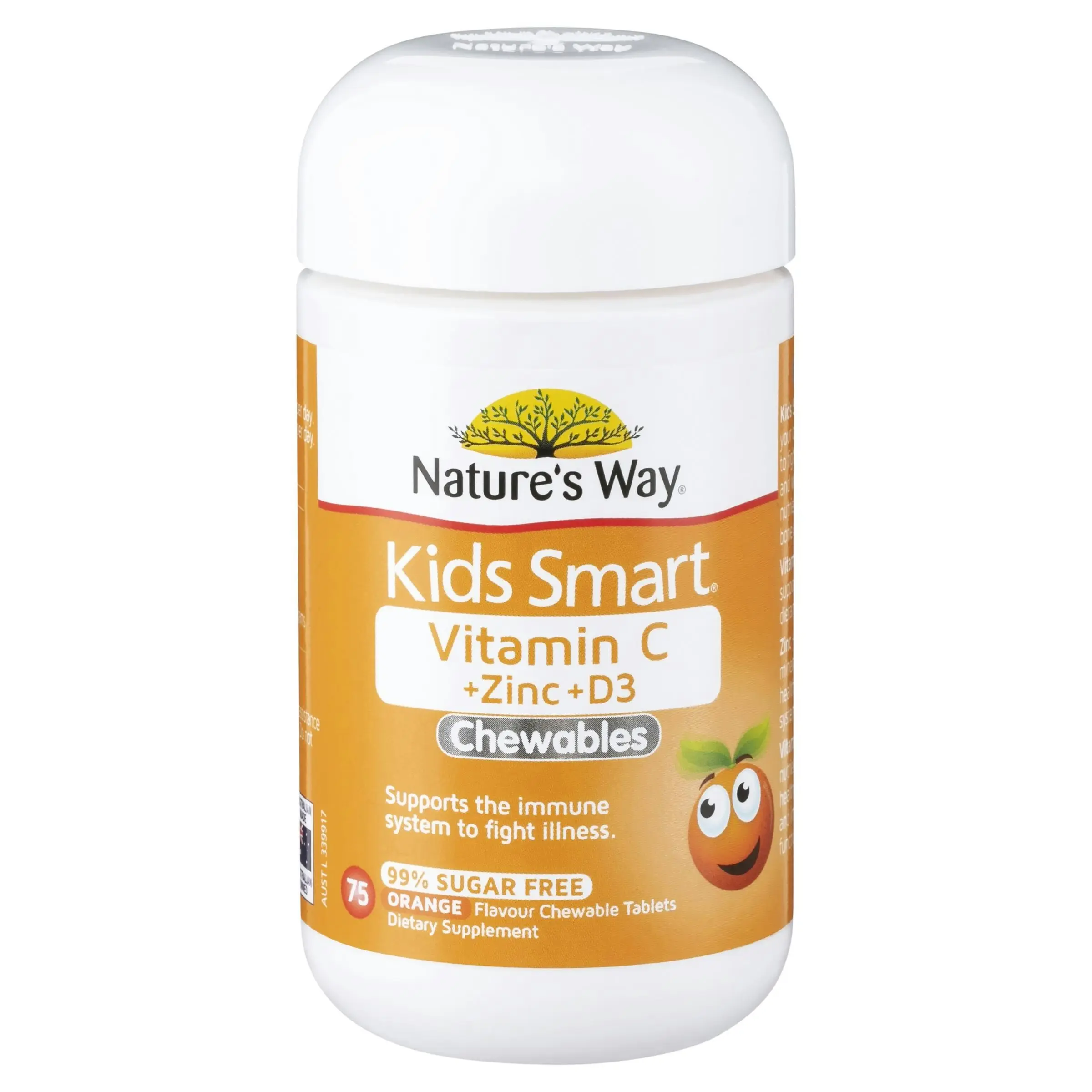 Nature's Way Kids Smart Vitamin C + Zinc + D3 75 Chewable Tablets