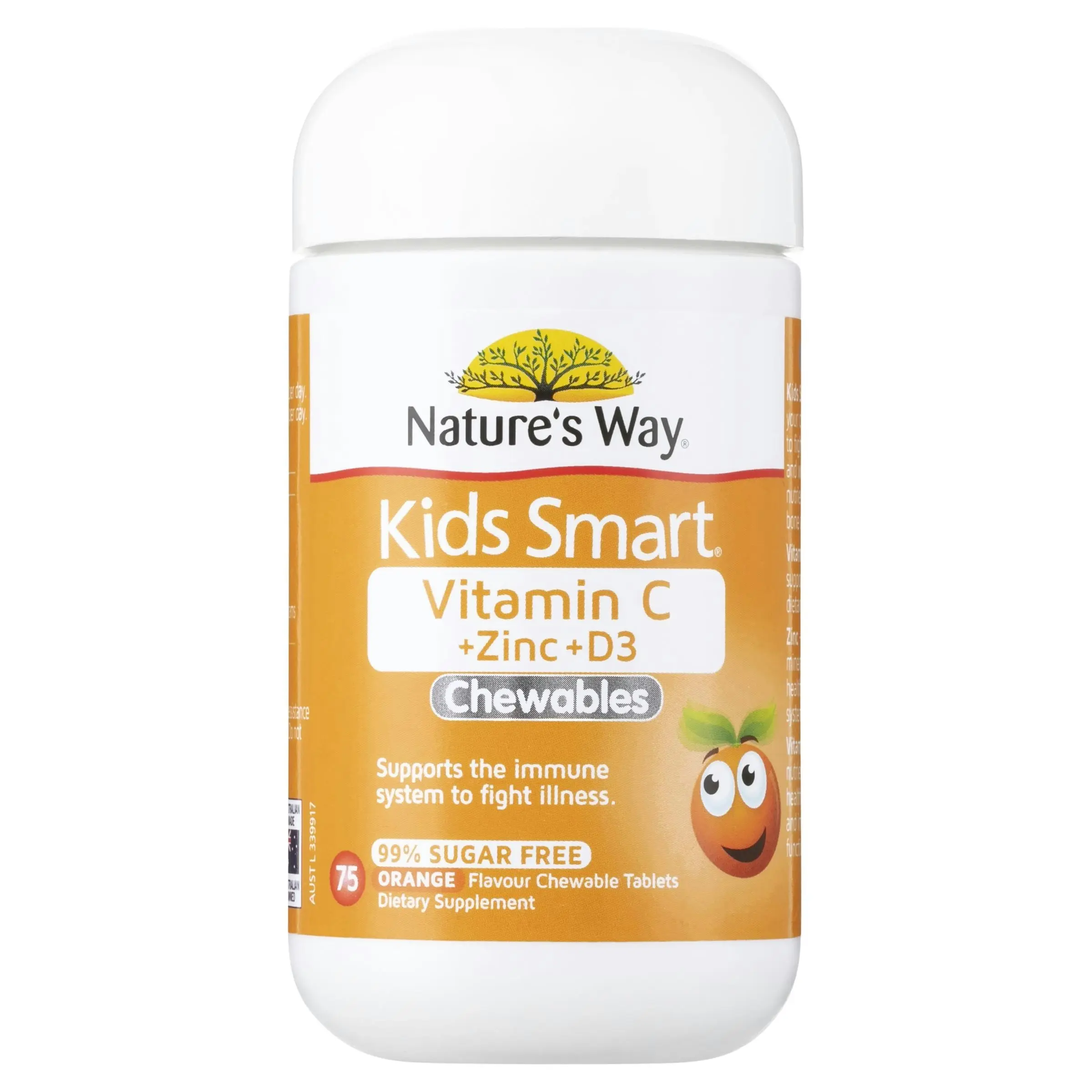 Nature's Way Kids Smart Vitamin C + Zinc + D3 75 Chewable Tablets