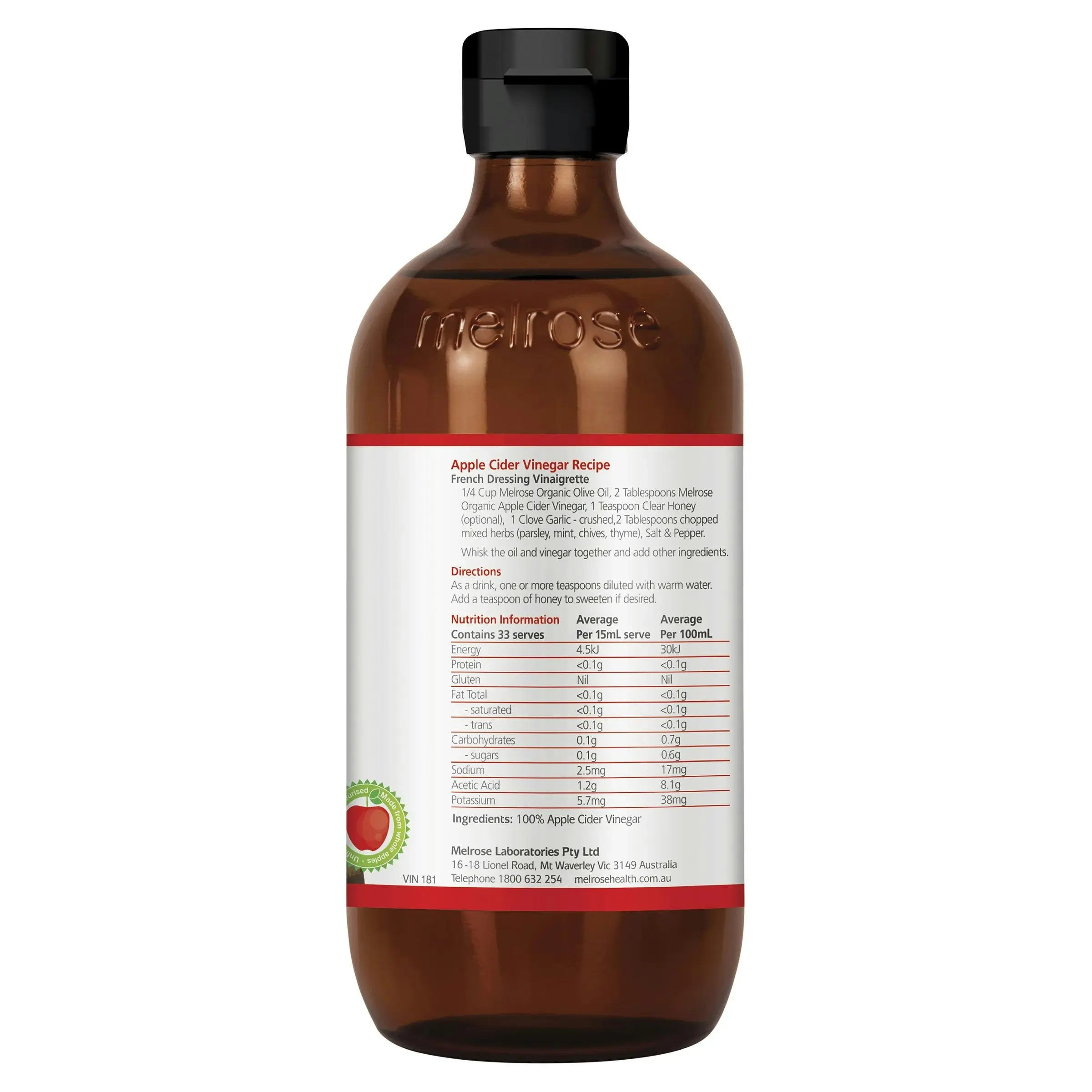 Melrose Apple Cider Vinegar Double Strength 500mL