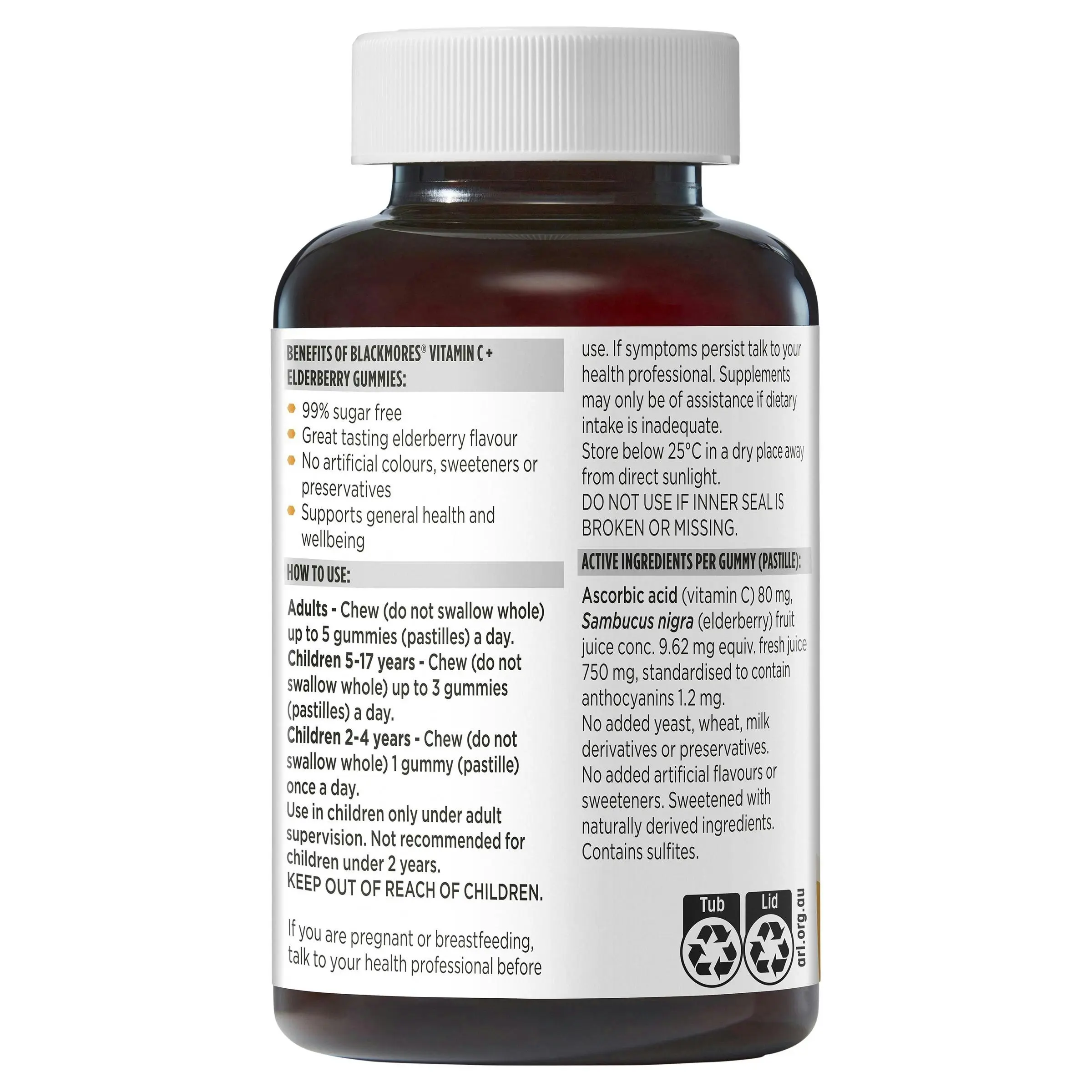 Blackmores Vitamin C + Elderberry Immune Support 120 Gummies