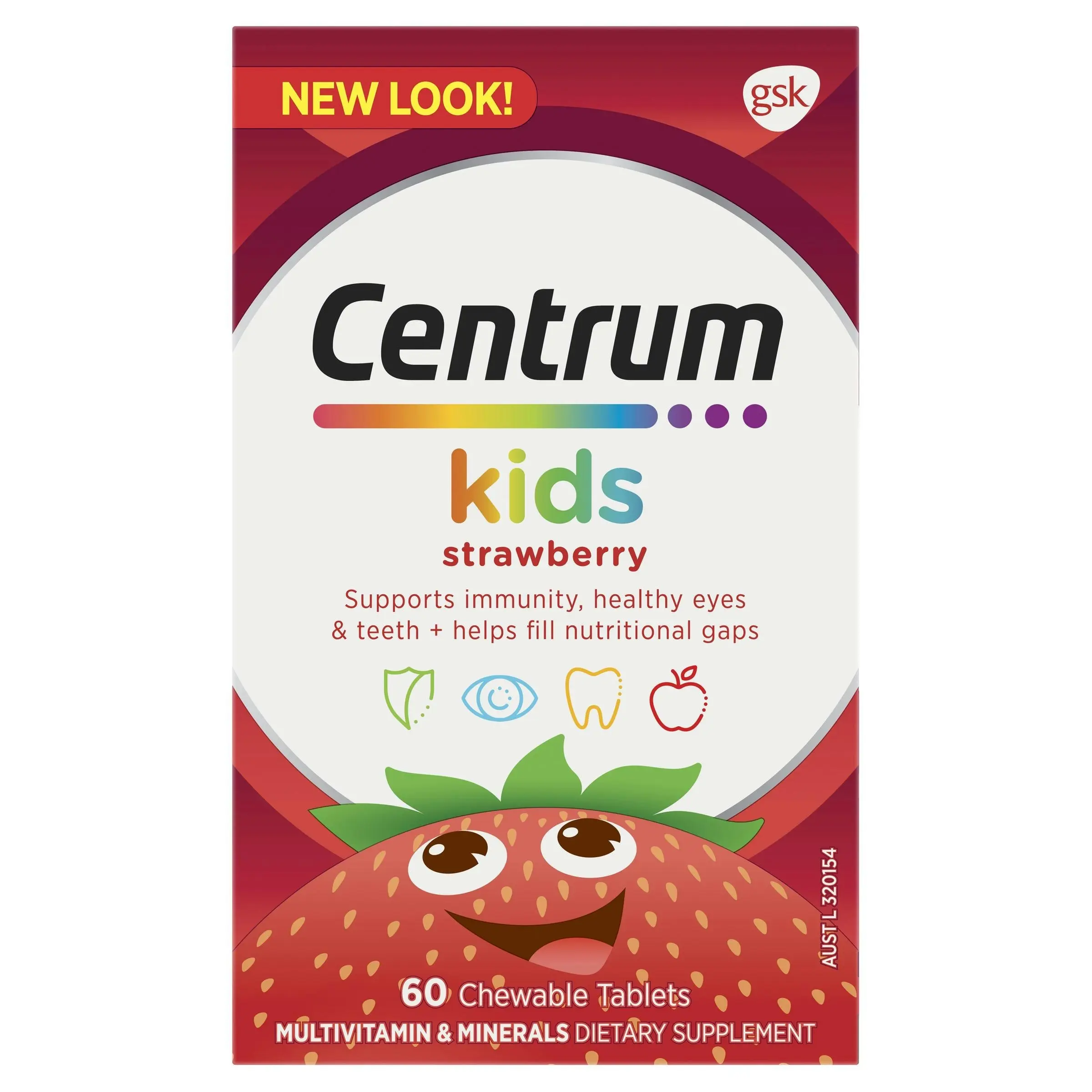 Centrum For Kids Strawberry 60 Chewable Tablets