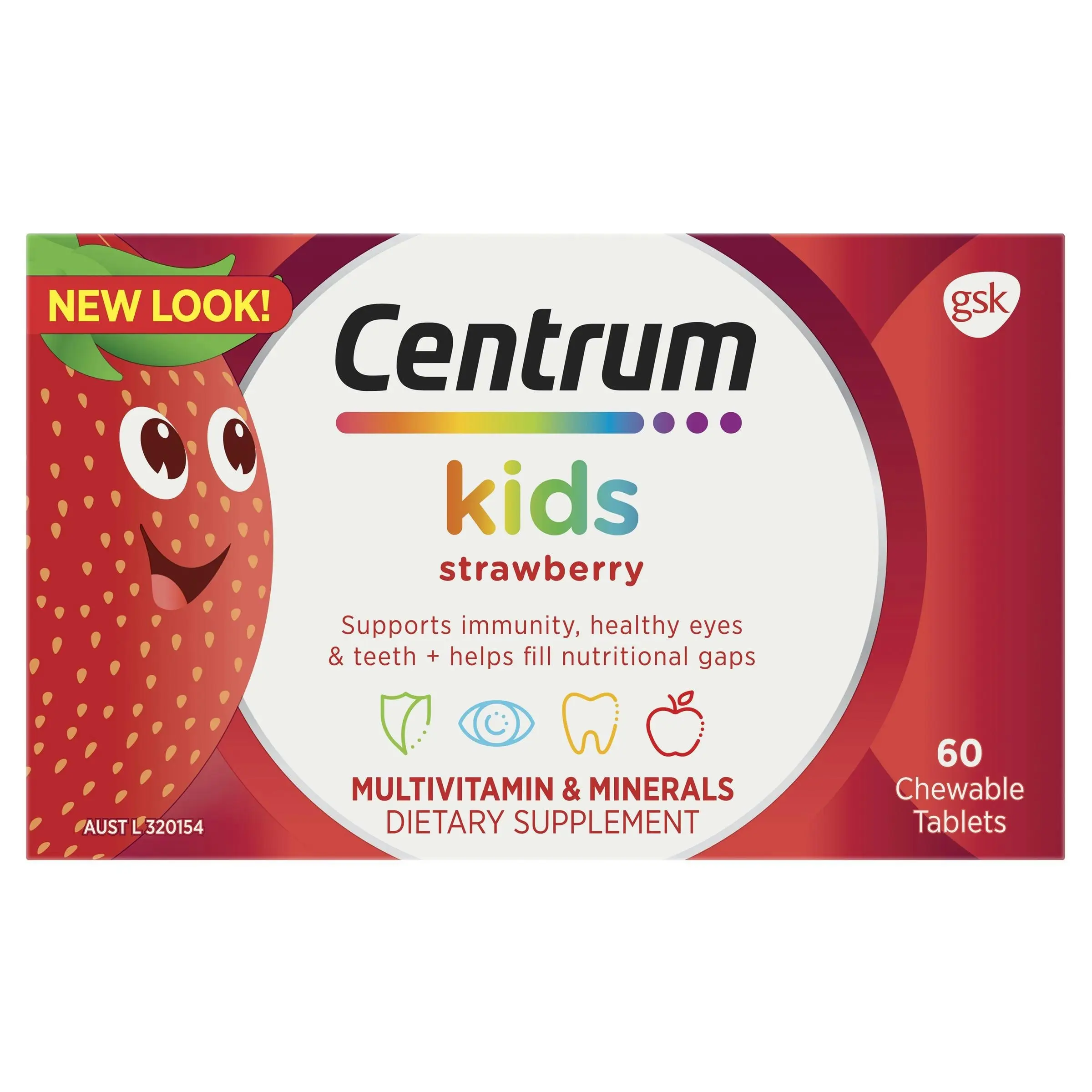 Centrum For Kids Strawberry 60 Chewable Tablets