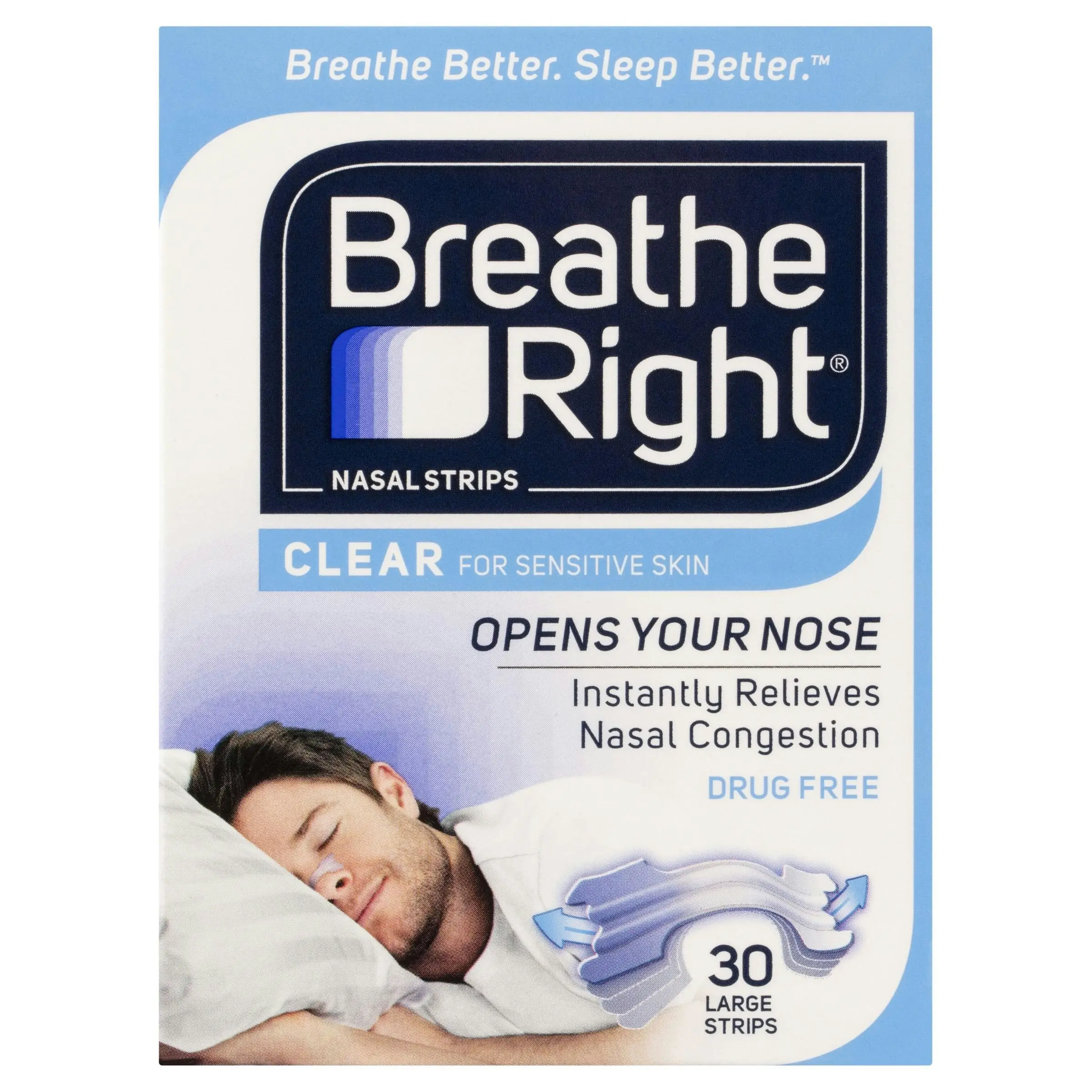 Breathe Right Nasal Strips Clear Large 30 Strips