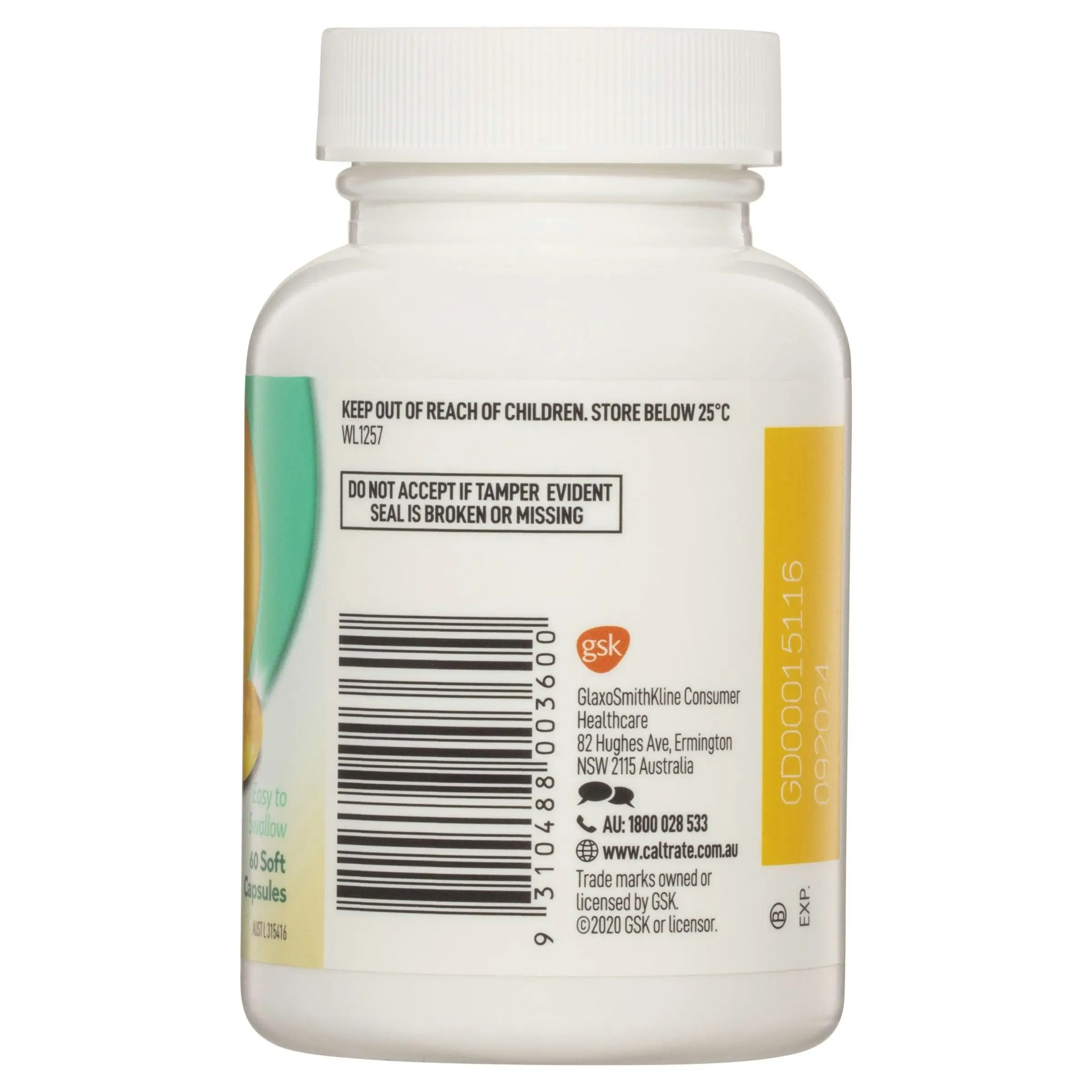 Caltrate Vitamin D 1000IU 60 Capsules