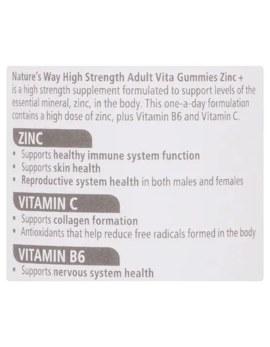 Nature's Way High Strength Adult Vita Gummies Zinc+ 60's