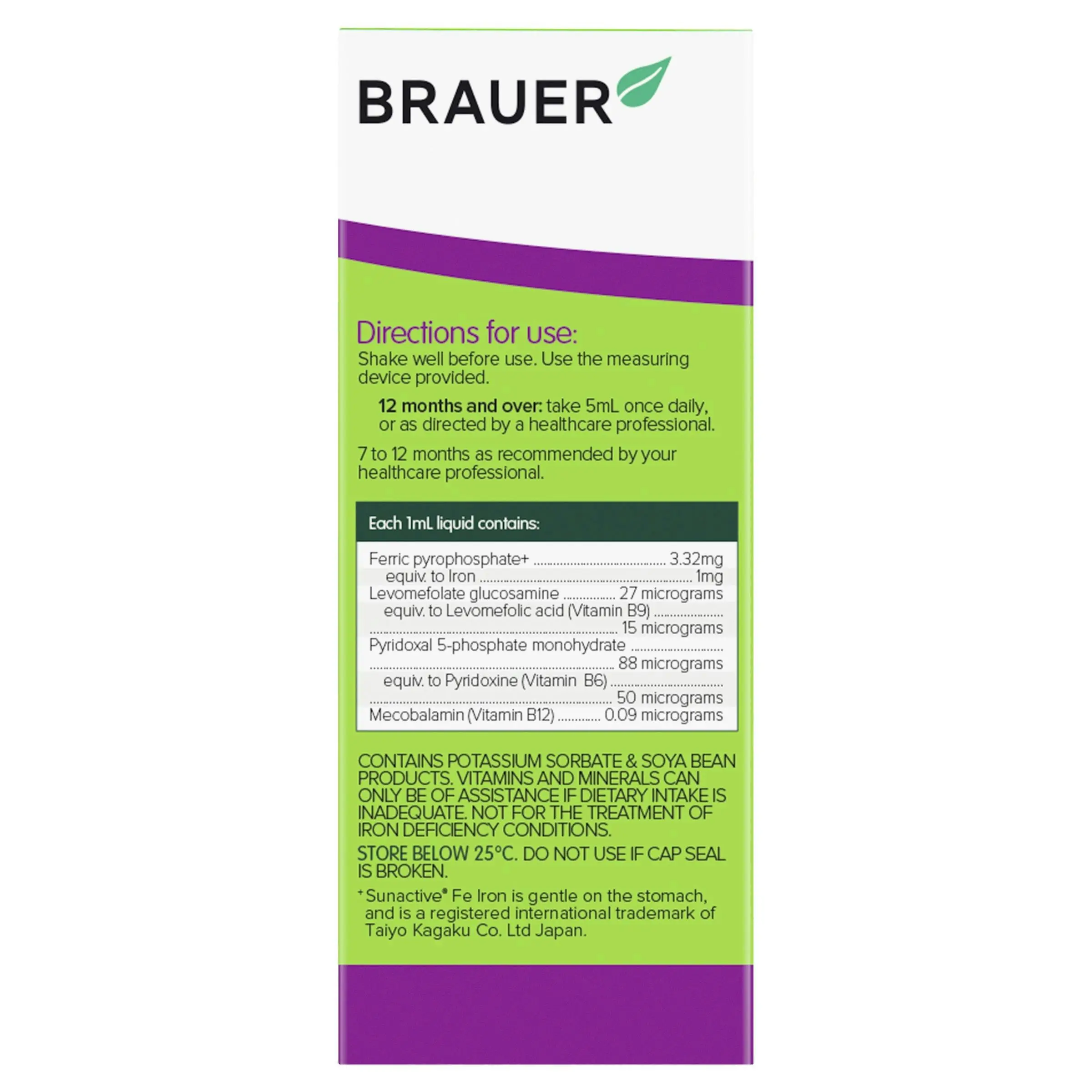 Brauer Kids Liquid Iron with Vitamin B 200mL