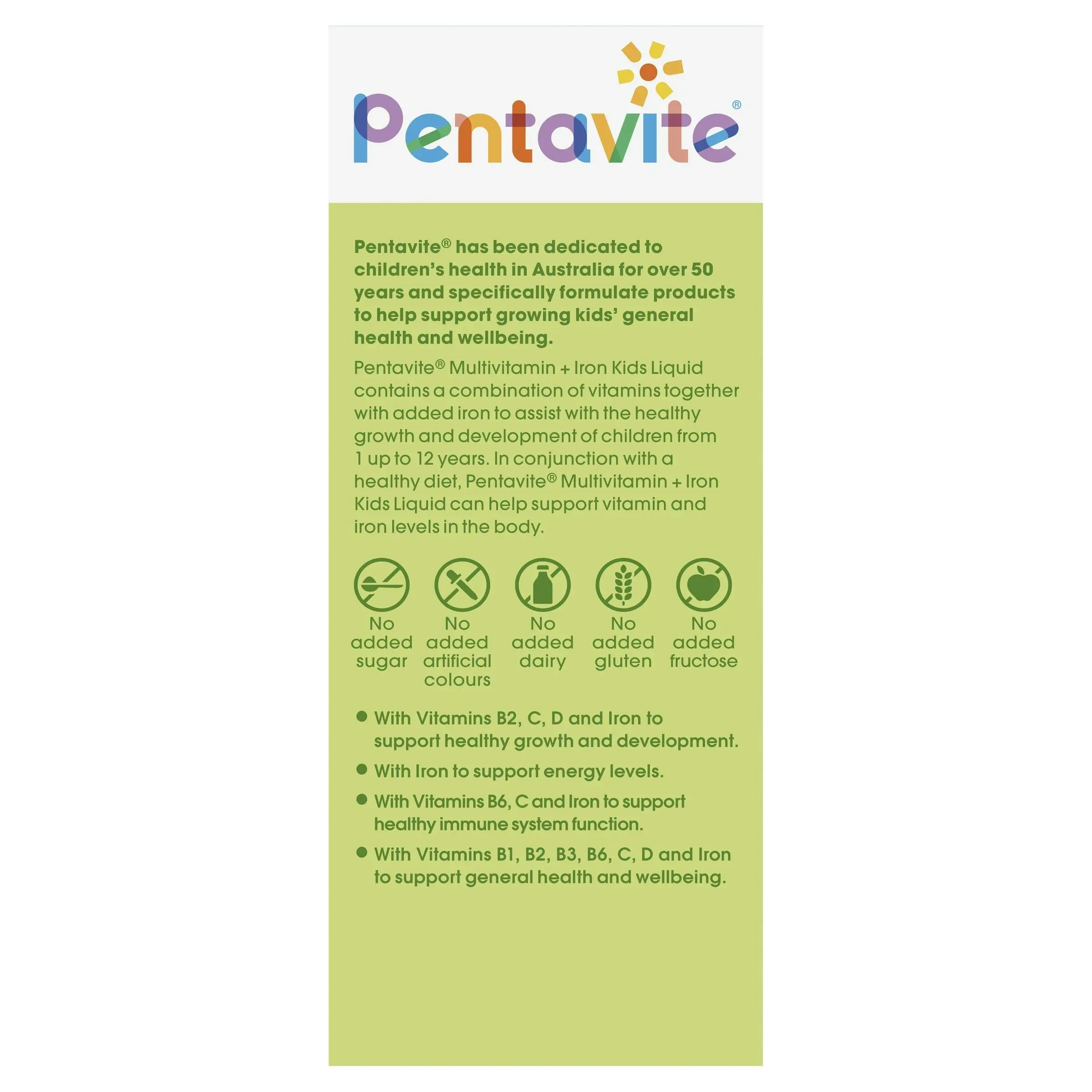 Pentavite Multivitamin + Iron Kids Liquid 200mL